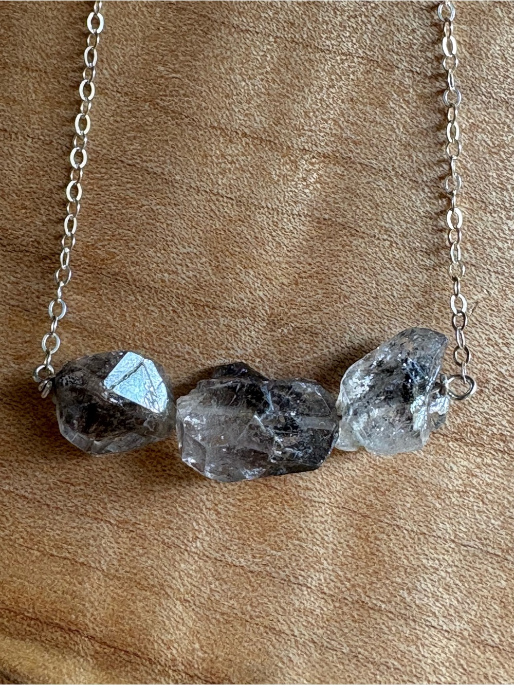 Sterling Silver and Herkimer Diamond Chain Necklace 16”